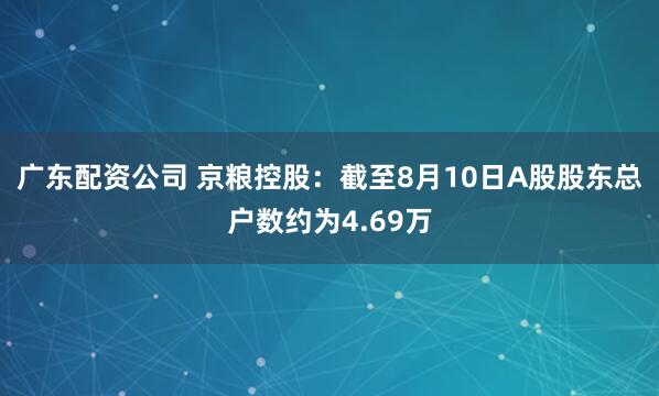 广东配资公司 京粮控股：截至8月10日A股股东总户数约为4.69万